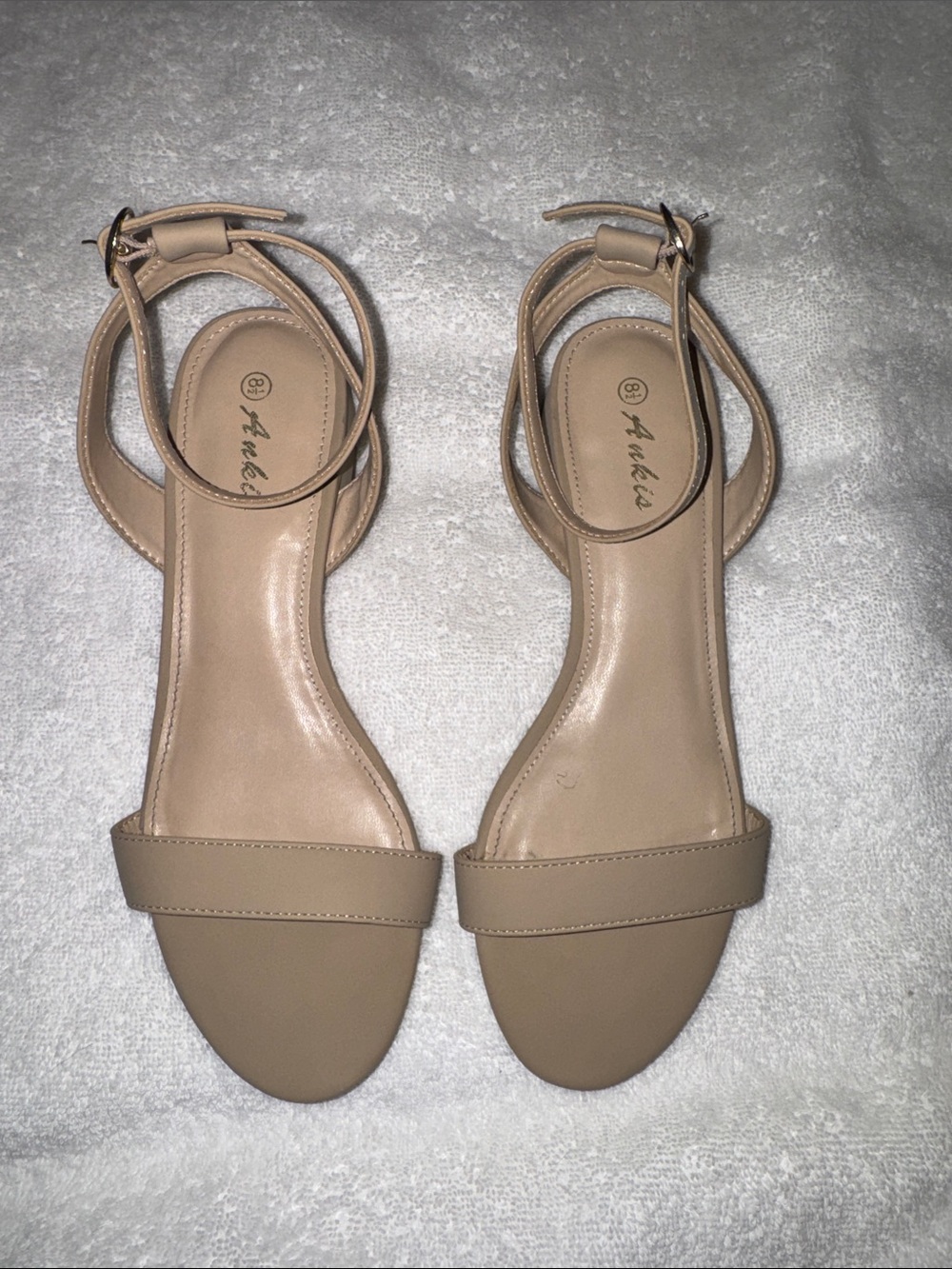 Ankle-Strap Sandals in Taupe/Nude